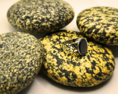 Black Oval Silver Signet Ring (Pure Chandi 925)