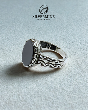 Ottoman Braided Black Silver Ring (Pure Chandi 925)