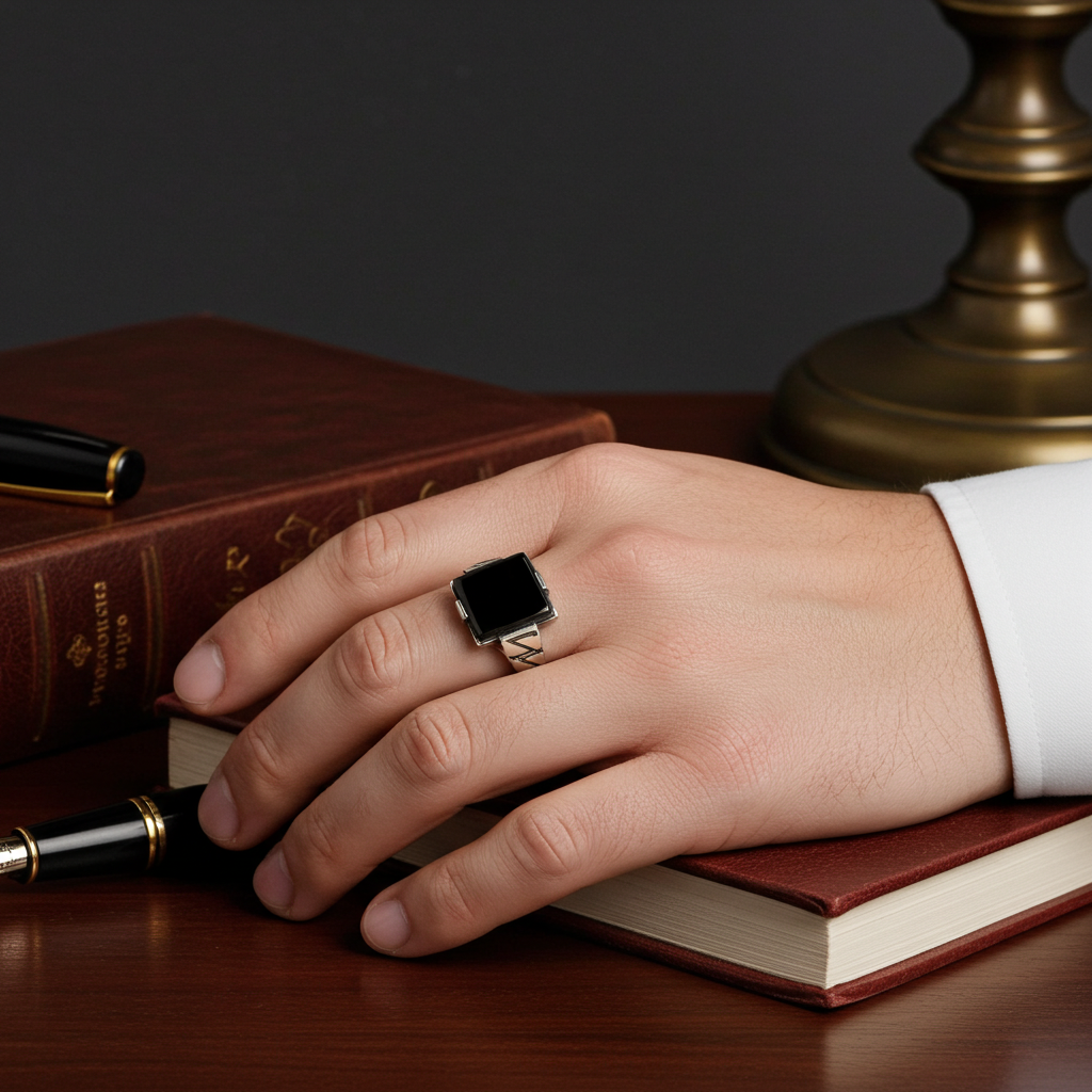 Ornate Leaf Silver Signet Ring (Pure Chandi 925)