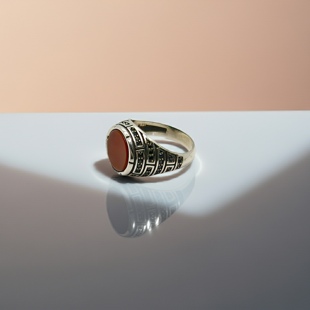 Turkish Carnelian Silver Ring (Pure Chandi 925)