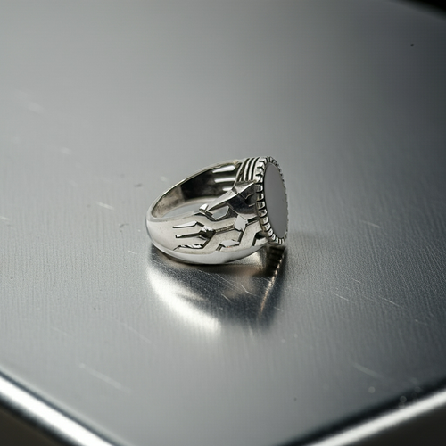 Anatolian Onyx Silver Ring (Pure Chandi 925)