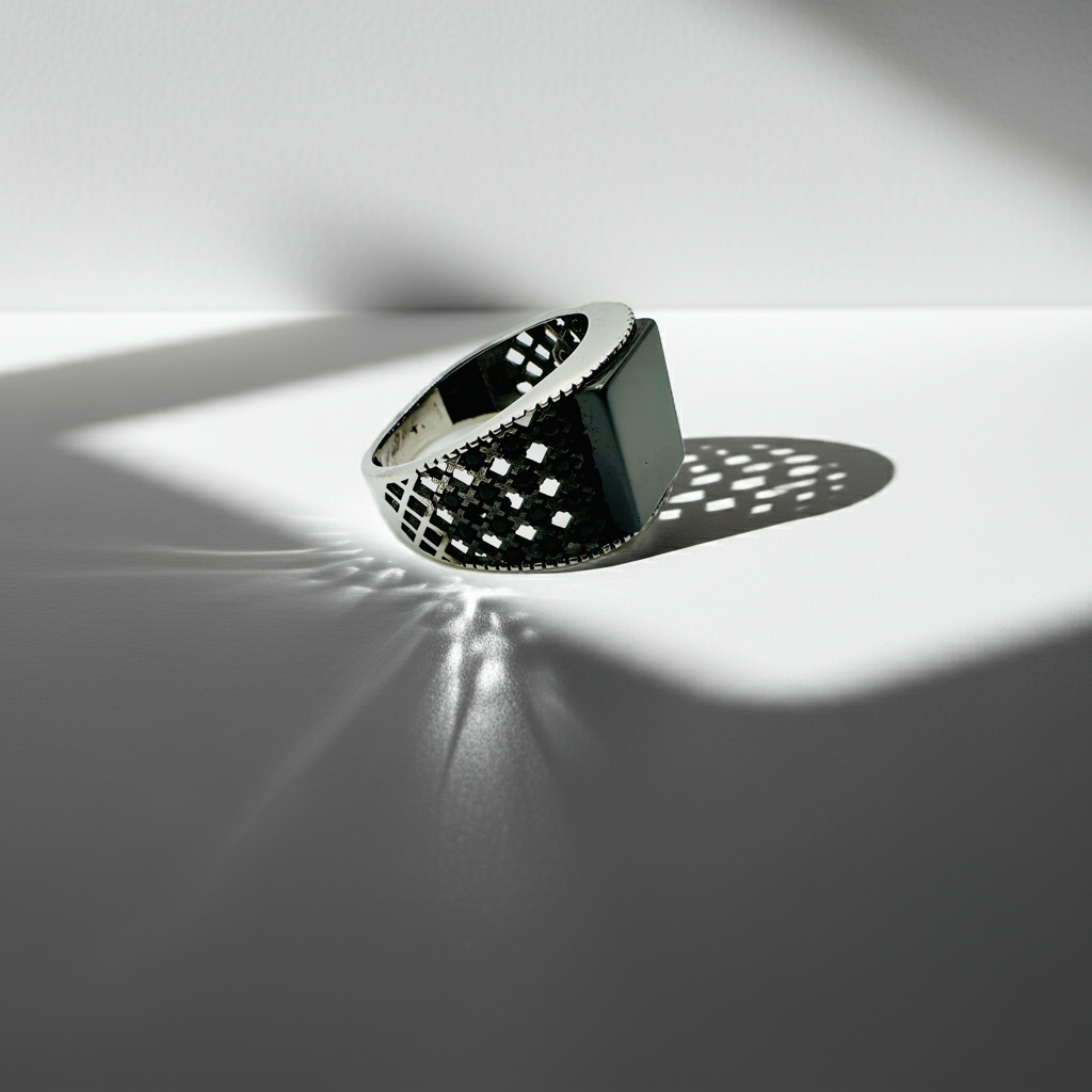 Black Onyx Ring (Pure Chandi 925)