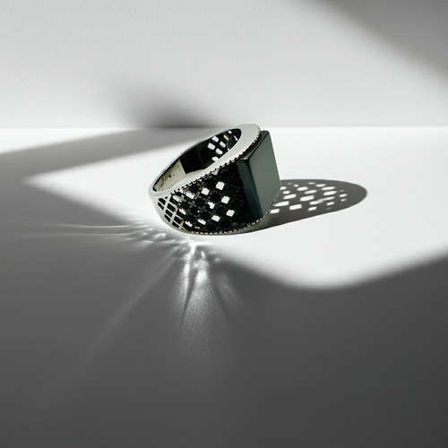 Black Onyx Ring (Pure Chandi 925)