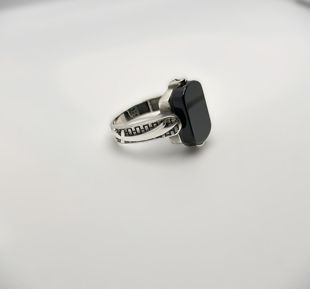 Turkish Signet Ring with Black Onyx (Pure Chandi 925)