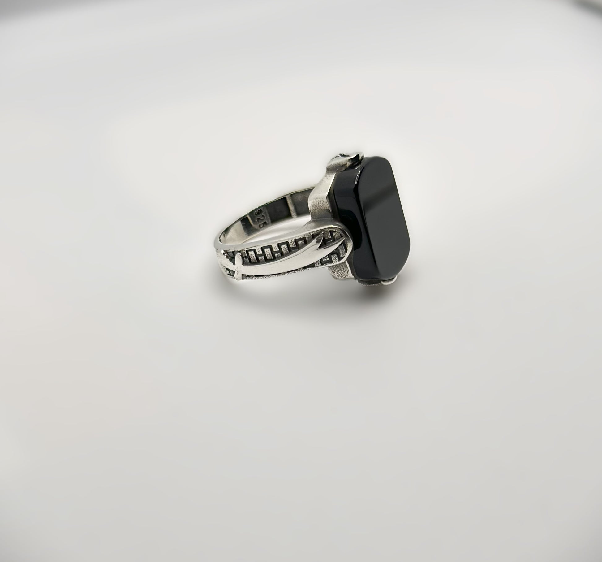Turkish Signet Ring with Black Onyx (Pure Chandi 925)