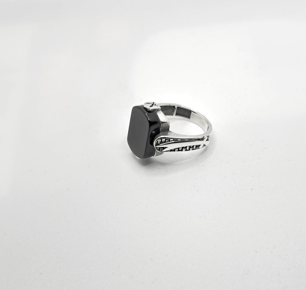 Turkish Signet Ring with Black Onyx (Pure Chandi 925)