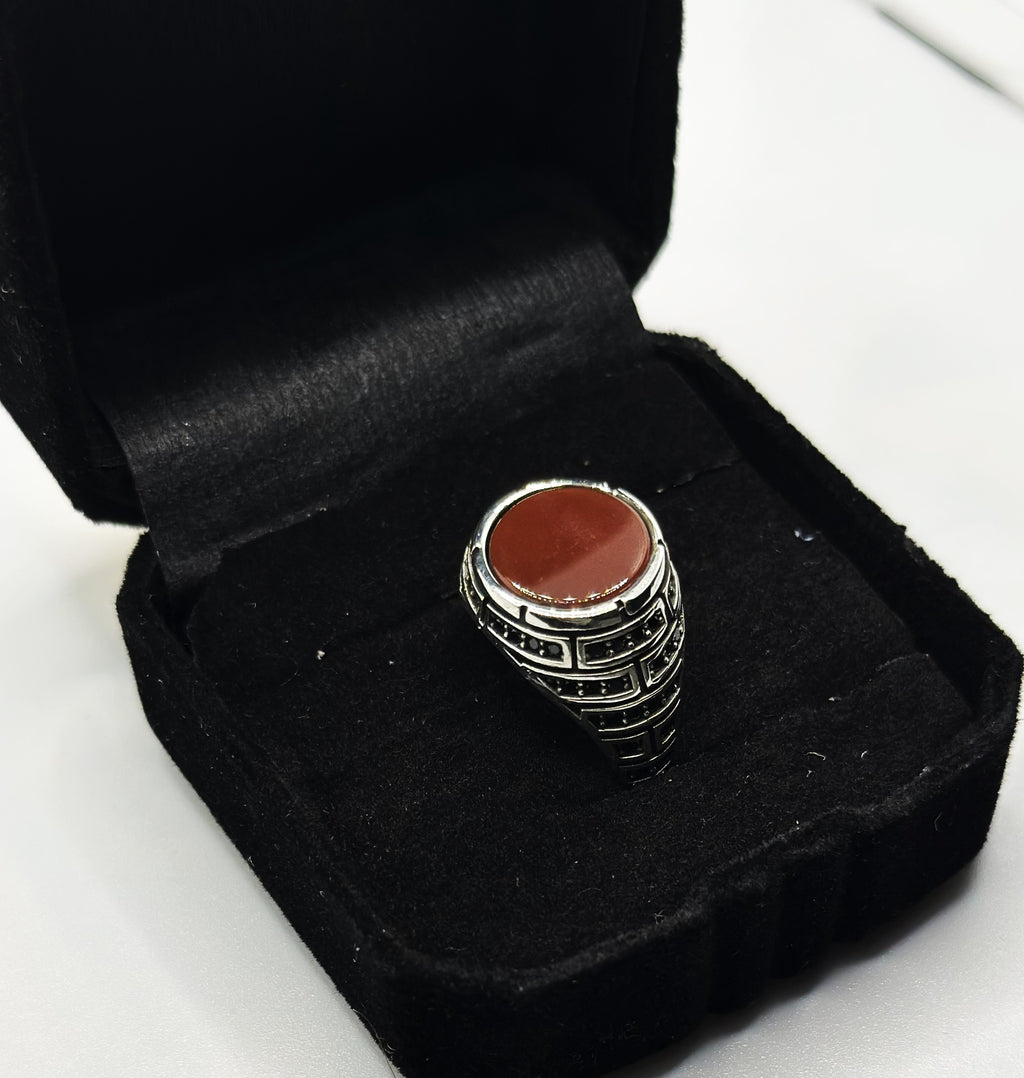 Turkish Carnelian Silver Ring (Pure Chandi 925)